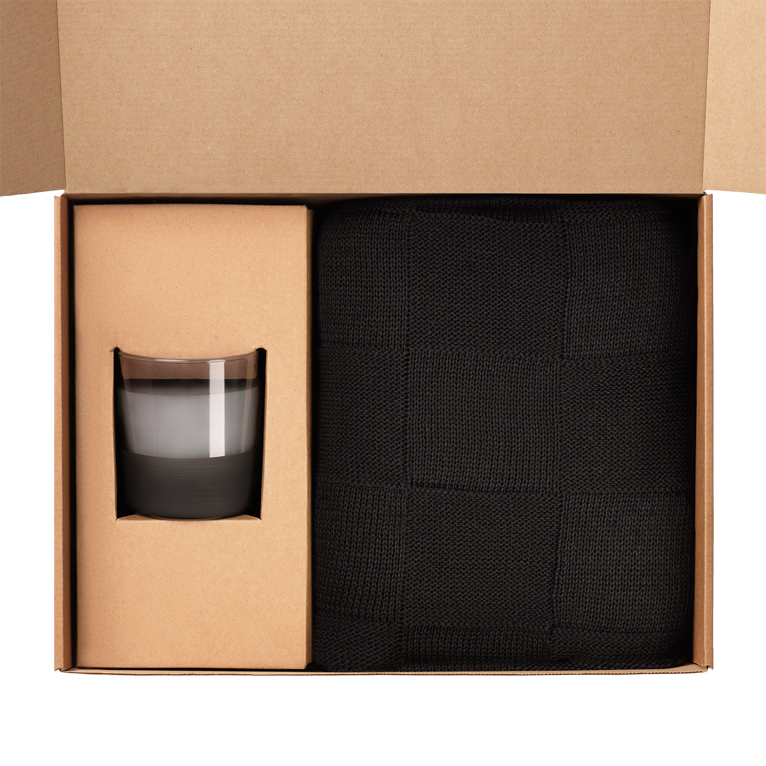 Подарочный набор Black Edition, черный (плед, свеча)