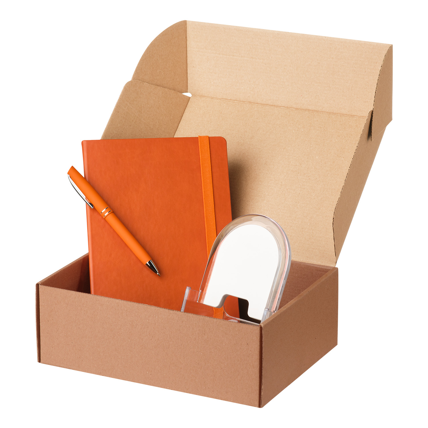 Подарочный набор Portland Btobook, оранжевый (ежедневник, ручка, зарядная станция)