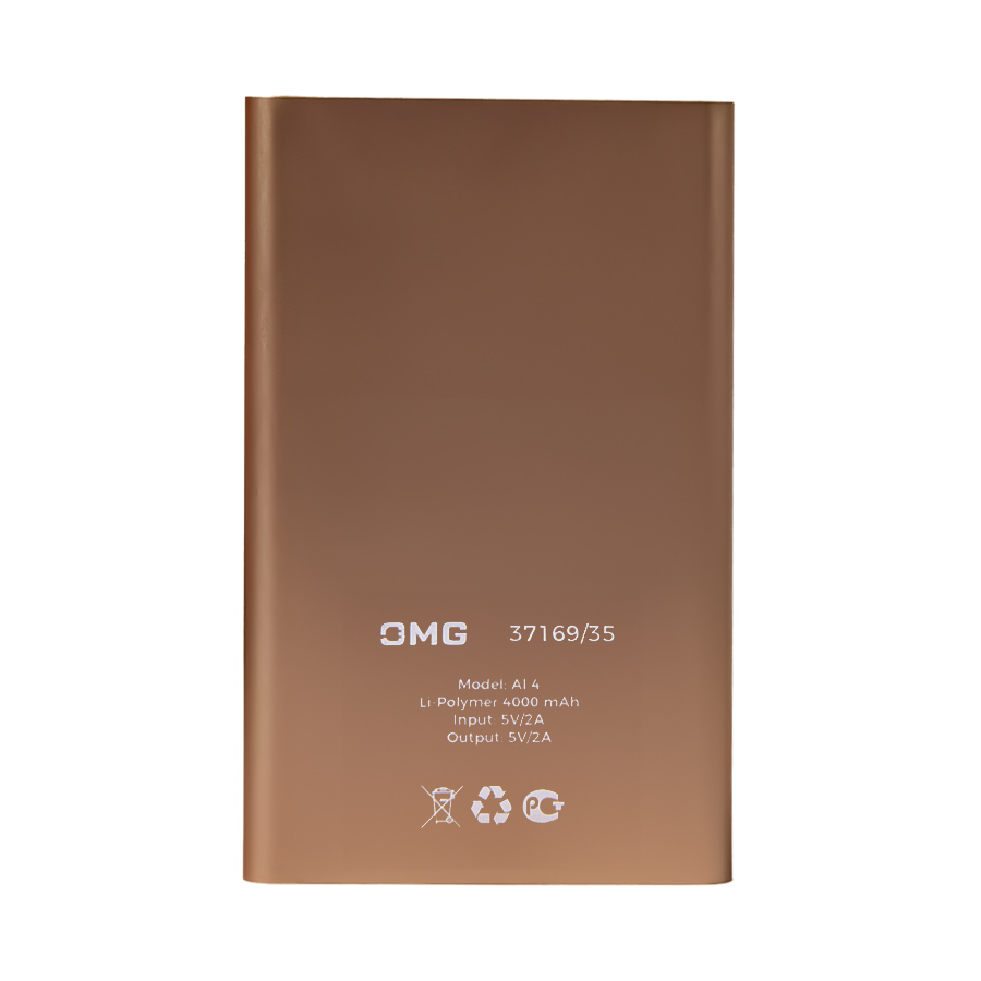 Универсальный аккумулятор OMG  Al 4 (4000 мАч), золотистый, 11х6.9х0,98 см