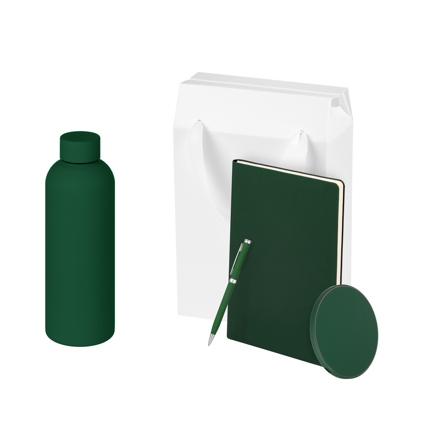 Подарочный набор Prima, зеленый (термокружка, ежедневник, зарядное устройство, ручка)