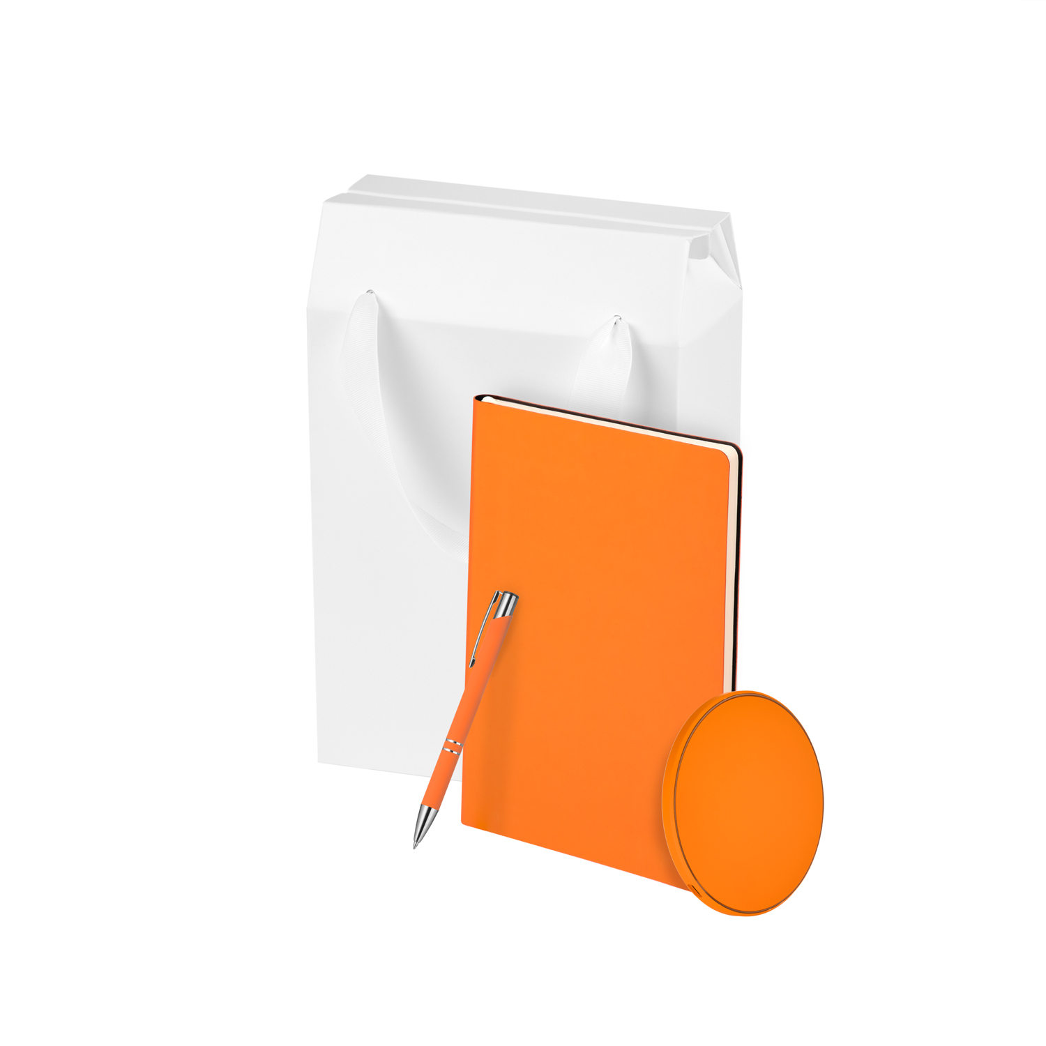 Подарочный набор Auris, оранжевый (ежедневник, зарядное устройство, ручка)