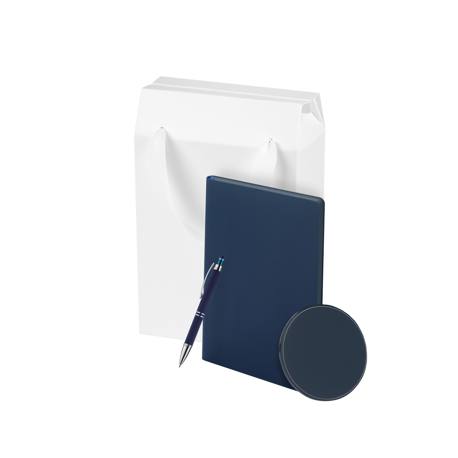 Подарочный набор Auris, синий (ежедневник, зарядное устройство, ручка)